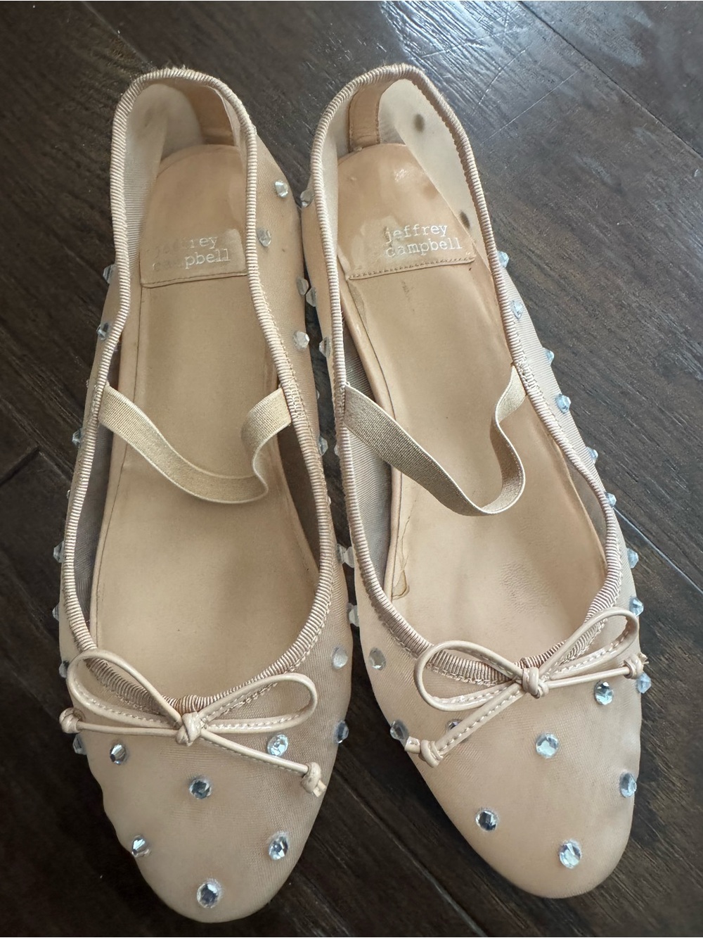 Jeffrey Campbell Nude/Tan Crystal Bow Ballet Flats